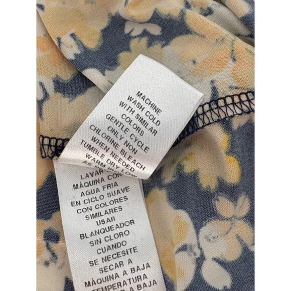 London Times Blue & Yellow Floral Midi Dress with Shoulder Pads – Size 4 - Picture 8 of 8